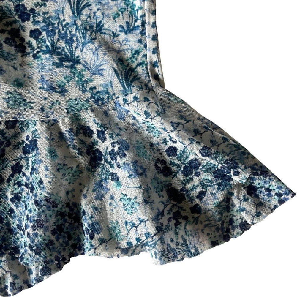 Vintage floral print mesh tank top in baby blue (S-M) - Picture 7 of 7